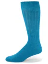 Saks Fifth Avenue Men's Ribbed Cashmere Blend Crew Socks In Teal