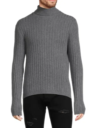 Saks Fifth Avenue Men's Ribbed Merino Wool Blend Turtleneck Sweater In Quarry