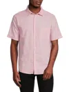Saks Fifth Avenue Men's Sailing Short Sleeve Linen Blend Button Down Shirt In Pink Multi