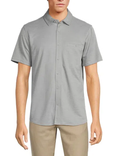 Saks Fifth Avenue Men's Short Sleeve Shirt In Mineral Grey