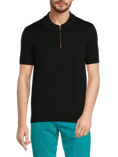 Saks Fifth Avenue Men's Short Sleeve Sweater Polo In Black