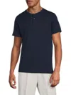 Saks Fifth Avenue Men's Short-sleeve Tri-blend Henley T-shirt In Coastal Navy