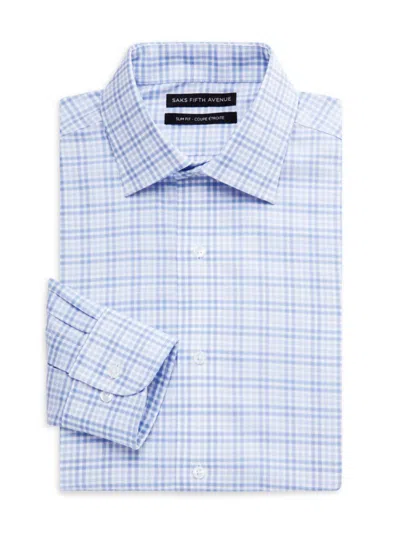 Saks Fifth Avenue Men's Slim Fit Checked Dress Shirt In Blue Plaid