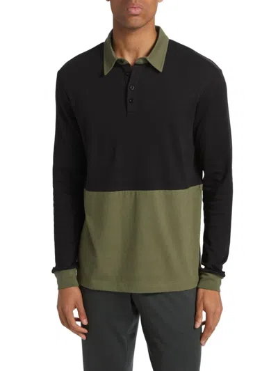 Saks Fifth Avenue Men's Slim-fit Colorblocked Polo In Moonless
