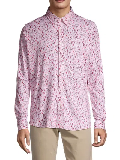 Saks Fifth Avenue Men's Slim-fit Floral Print Button-up Shirt In Anemone Pink