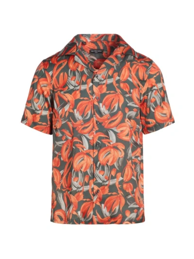Saks Fifth Avenue Men's Slim-fit Floral Short-sleeve Camp Shirt In Tangerine