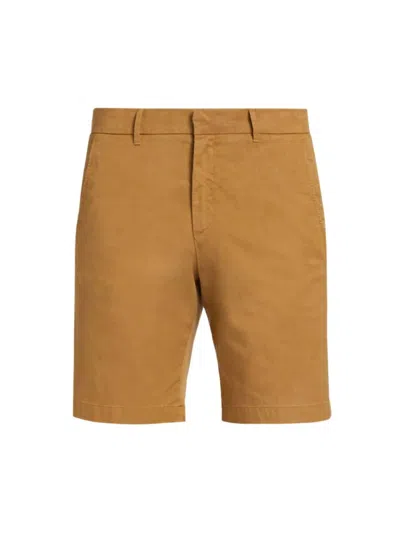 Saks Fifth Avenue Men's Slim-fit Garment-dyed Cotton-blend Chino Shorts In Bistre