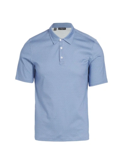 Saks Fifth Avenue Men's Slim-fit Geometric Cotton Polo Shirt In Navy