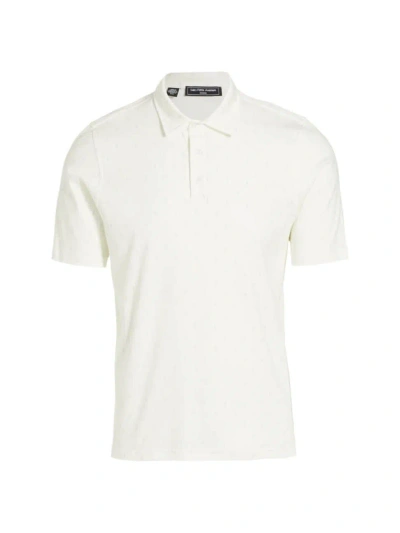 Saks Fifth Avenue Men's Slim-fit Geometric Cotton Polo Shirt In Snow