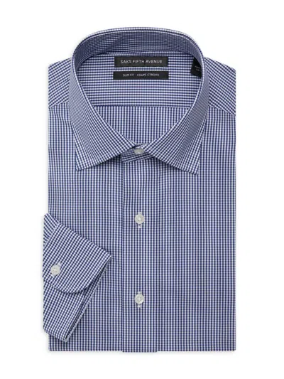 Saks Fifth Avenue Men's Slim Fit Gingam Plaid Dress Shirt In Navy