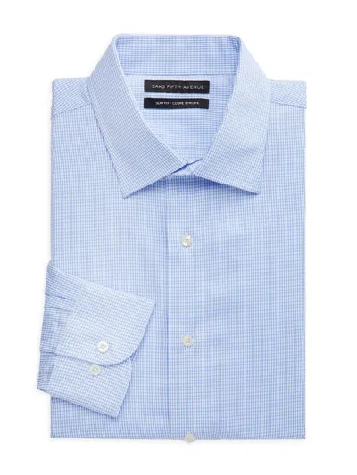 Saks Fifth Avenue Men's Slim Fit Gingham Check Dress Shirt In White Blue