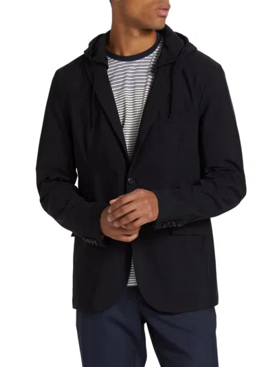 Saks Fifth Avenue Men's Slim Fit Hooded Tech Blazer In Black