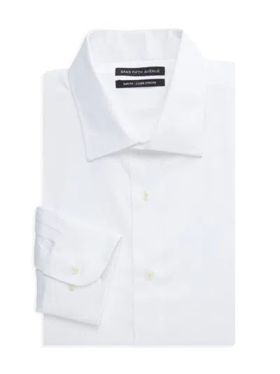 Saks Fifth Avenue Men's Slim Fit Jacquard Stripe Dress Shirt In White