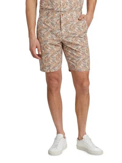 Saks Fifth Avenue Men's Slim Fit Leaf Cotton Shorts In Light Orange