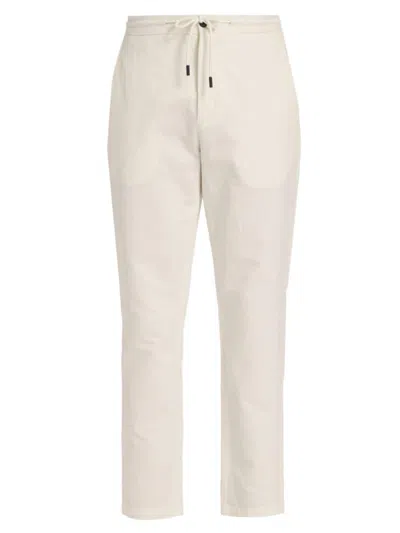 Saks Fifth Avenue Men's Slim-fit Linen & Cotton Cropped Pants In White