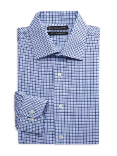 Saks Fifth Avenue Men's Slim Fit Micro Check Dress Shirt In Blue