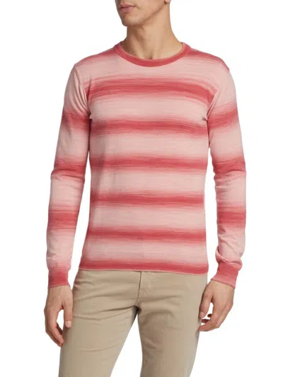 Saks Fifth Avenue Men's Slim Fit Ombré Striped Crewneck Sweater In Coral