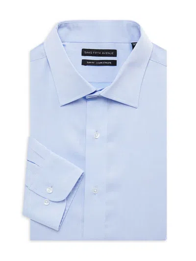 Saks Fifth Avenue Men's Slim Fit Pinstripe Shirt In Light Blue