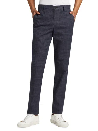 Saks Fifth Avenue Men's Slim-fit Plaid Trousers In Blue
