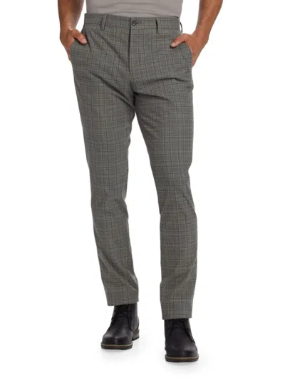 Saks Fifth Avenue Men's Slim-fit Plaid Trousers In Gray