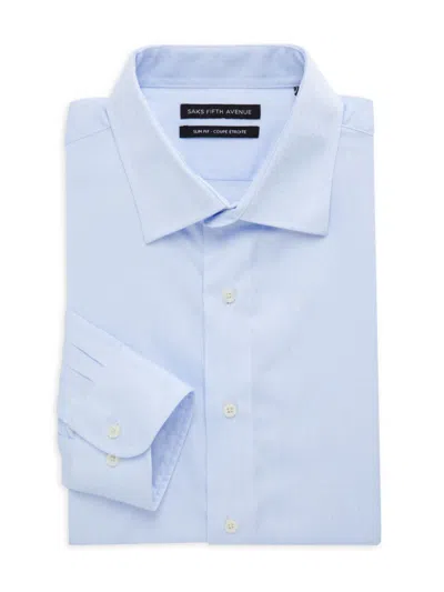 Saks Fifth Avenue Men's Slim Fit Textured Dress Shirt In Light Blue