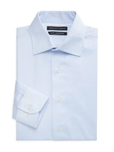 Saks Fifth Avenue Men's Slim Fit Twill Dress Shirt In Light Blue