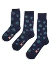 Saks Fifth Avenue Men's Snowflake Matching Family Socks 3-piece Set In Navy