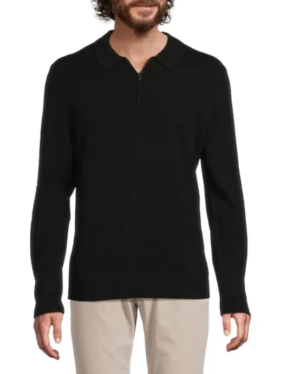 Saks Fifth Avenue Men's Solid Cashmere Polo Sweater In Black