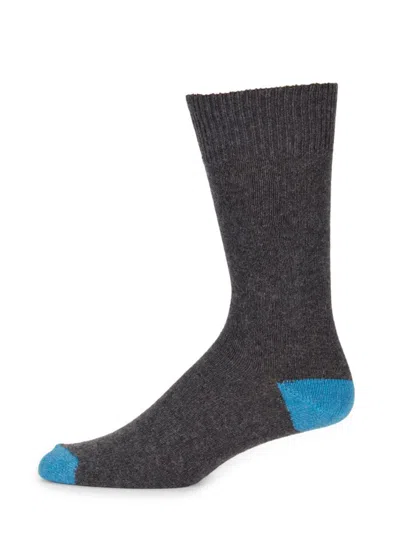 Saks Fifth Avenue Men's Solid Cashmere Blend Crew Socks In Charcoal Black