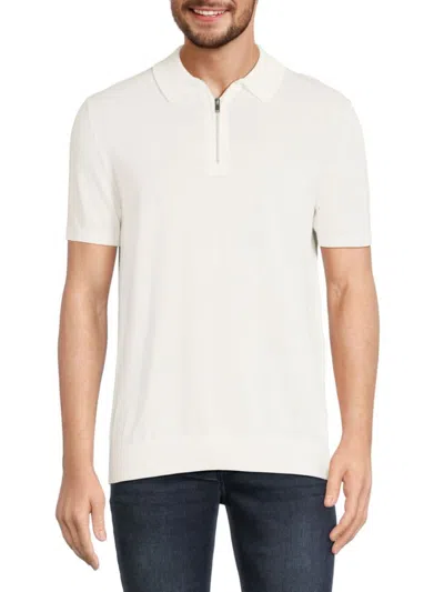 Saks Fifth Avenue Men's Solid Knit Zip Polo In White