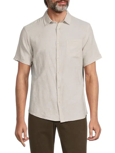 Saks Fifth Avenue Men's Solid Linen Blend Shirt In Acorn