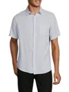 Saks Fifth Avenue Men's Solid Linen Blend Shirt In Light Blue