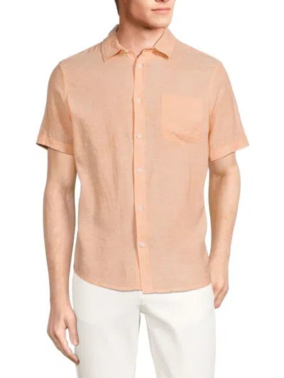 Saks Fifth Avenue Men's Solid Linen Blend Shirt In Mango