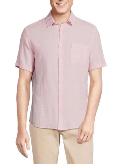 Saks Fifth Avenue Men's Solid Linen Blend Shirt In Pink