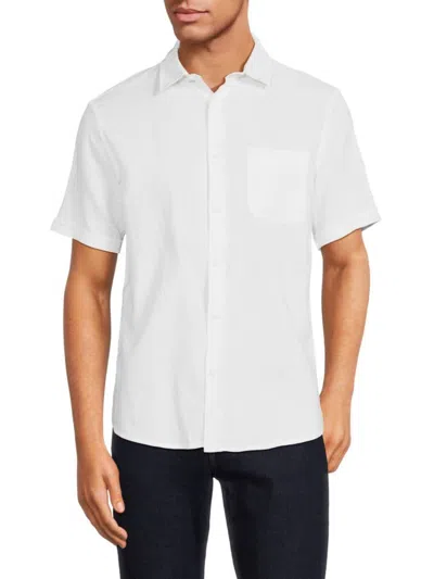 Saks Fifth Avenue Men's Solid Linen Blend Shirt In White