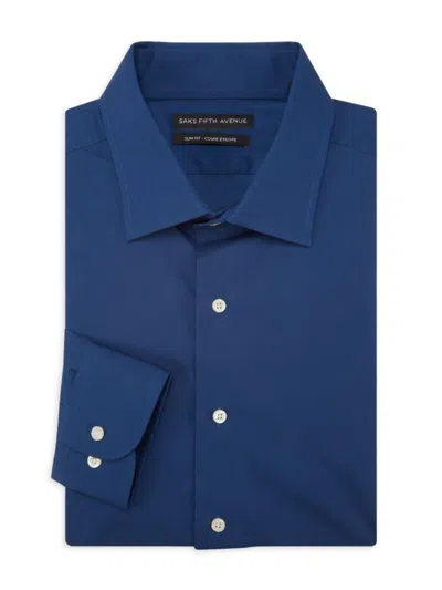 Saks Fifth Avenue Men's Solid Slim Fit Dress Shirt In Navy