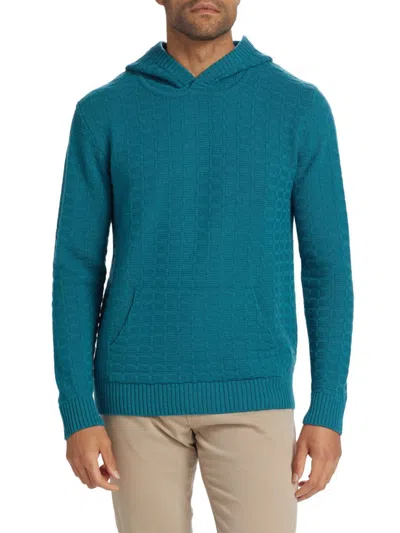 Saks Fifth Avenue Men's Square Ladder Wool Hoodie In Lagoon