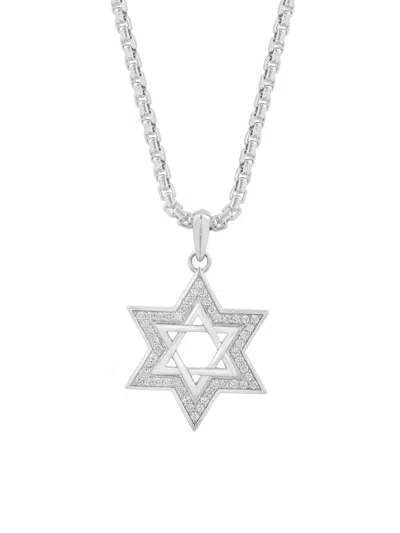 Saks Fifth Avenue Men's Sterling Silver & 0.47 Tcw Diamond Star Of David Pendant Necklace In Purple