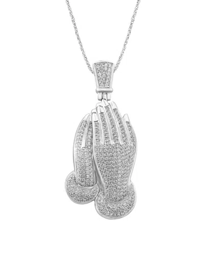 Saks Fifth Avenue Men's Sterling Silver & 1 Tcw Diamond Praying Hands Pendant Necklace/22"