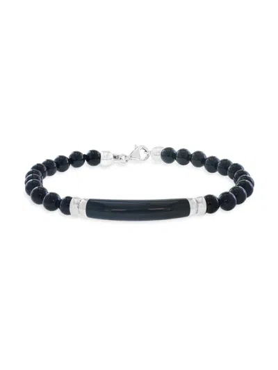 Saks Fifth Avenue Men's Sterling Silver & Black Onyx Beaded Bracelet In Orange