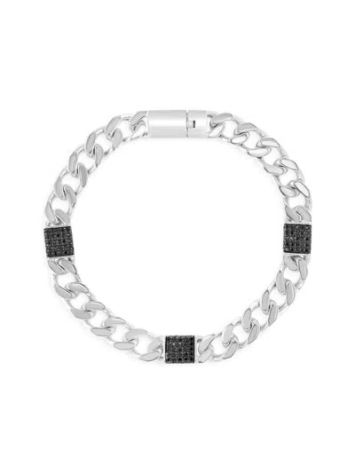 Saks Fifth Avenue Men's Sterling Silver & Black Spinel Curb Chain Bracelet