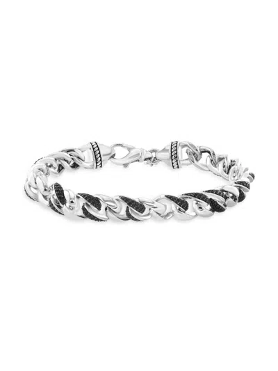 Saks Fifth Avenue Men's Sterling Silver & Black Spinel Curb Chain Bracelet