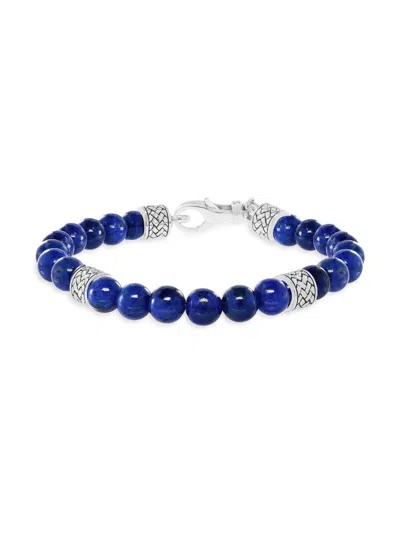 Saks Fifth Avenue Men's Sterling Silver & Lapis Lazuli Beaded Bracelet In Blue