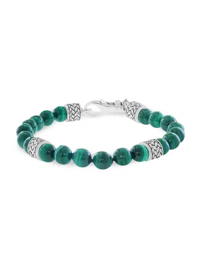 Saks Fifth Avenue Men's Sterling Silver & Malachite Beaded Bracelet In Neutral