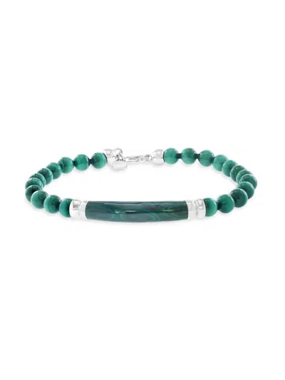 Saks Fifth Avenue Men's Sterling Silver & Malachite Beaded Bracelet In Pattern