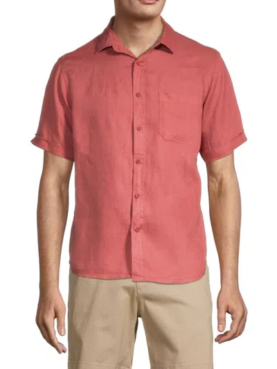 Saks Fifth Avenue Men's Stretch 100% Linen Shirt In Rust