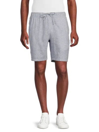 Saks Fifth Avenue Men's Stripe Linen Blend Shorts In Navy Multi