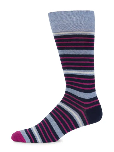 Saks Fifth Avenue Men's Striped Blend Socks In Fuchsia