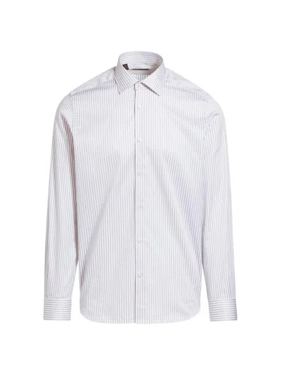 Saks Fifth Avenue Men's Striped Cotton Poplin Button-front Shirt In Neutral