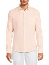 Saks Fifth Avenue Men's Striped Linen Blend Button Down Shirt In Mango